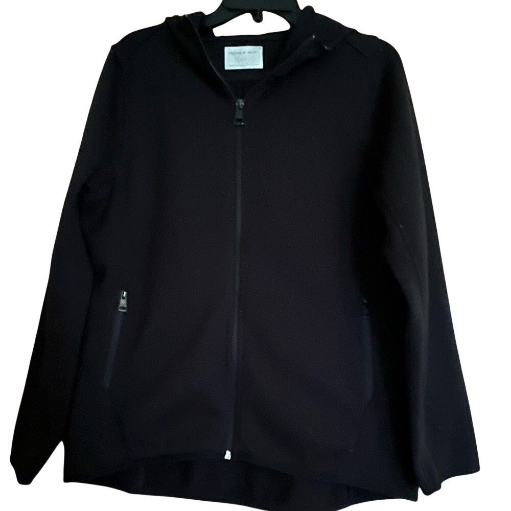 Andrew Marc Mens Black Full Zip Hooded Softshell Fleece Jacket‎ Large